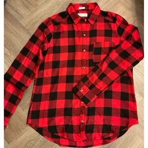 Hollister Flannel Shirt Womens XS Red Black Plaid Button Up Y2K Twilight Grunge